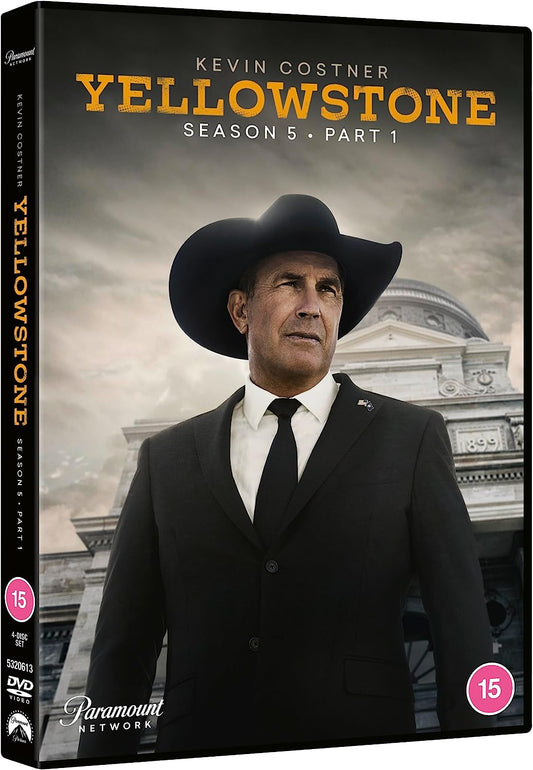 DVD cover for Yellowstone Season 5 Part One, featuring Kevin Costner.