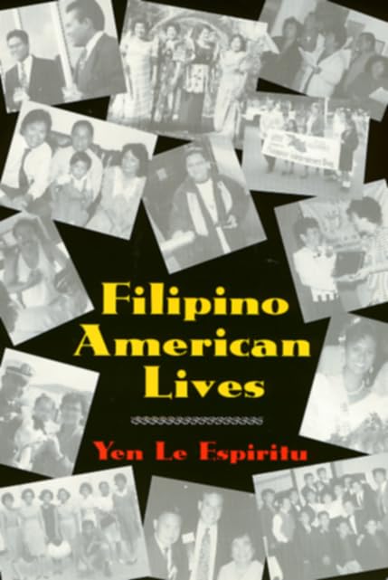 Book cover with collage of vintage photos depicting Filipino American people.