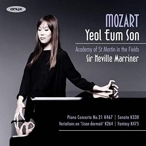 CD cover featuring pianist Yeol Eum Son and text “MOZART”.
