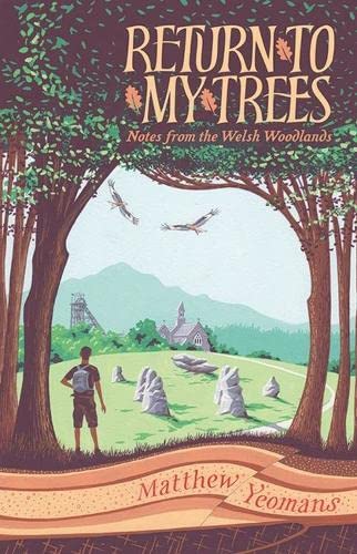 Book cover depicting a woodland scene with mountains and a distant village.