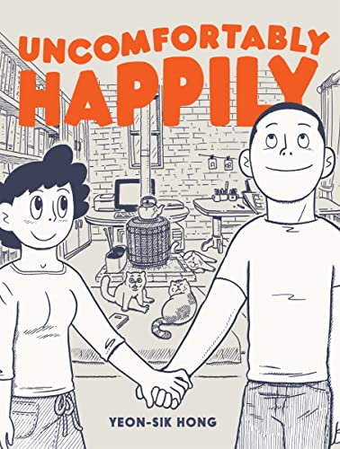 Book cover: illustrated couple holding hands in a cozy, cluttered room.
