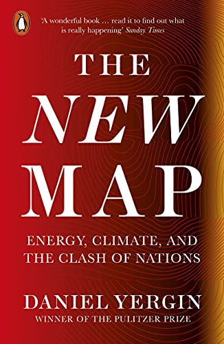 Book cover: "The New Map" by Daniel Yergin, red and orange gradient.