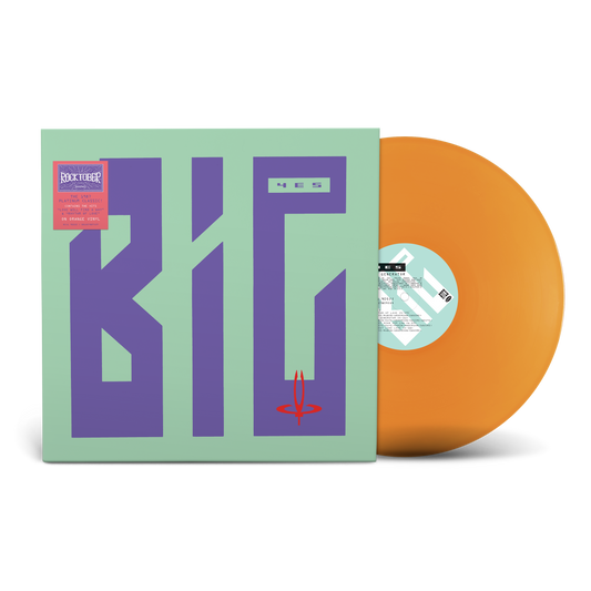 Orange vinyl record of Yes’ “Big Generator” in a blue and white cover.