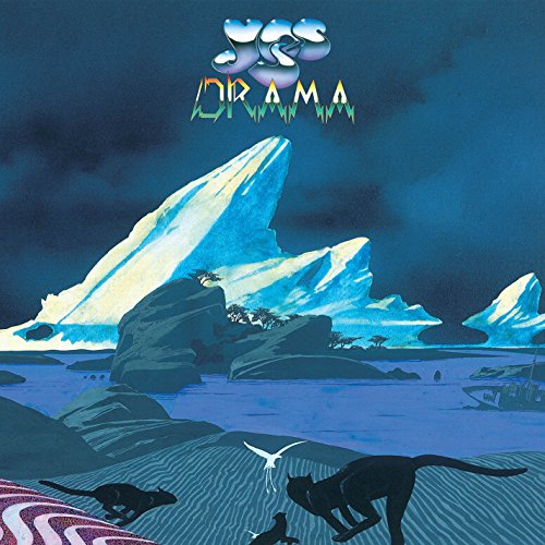 Yes album "Drama" cover: icy mountains, black panther, and a bird in flight.