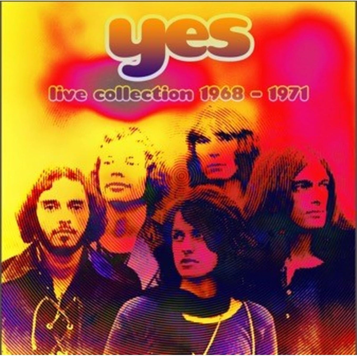 CD cover featuring the band Yes with a vibrant yellow, orange, and red background.