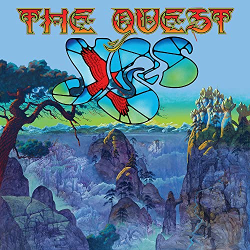 Album cover for Yes’ “The Quest” featuring stylized bird and landscape.