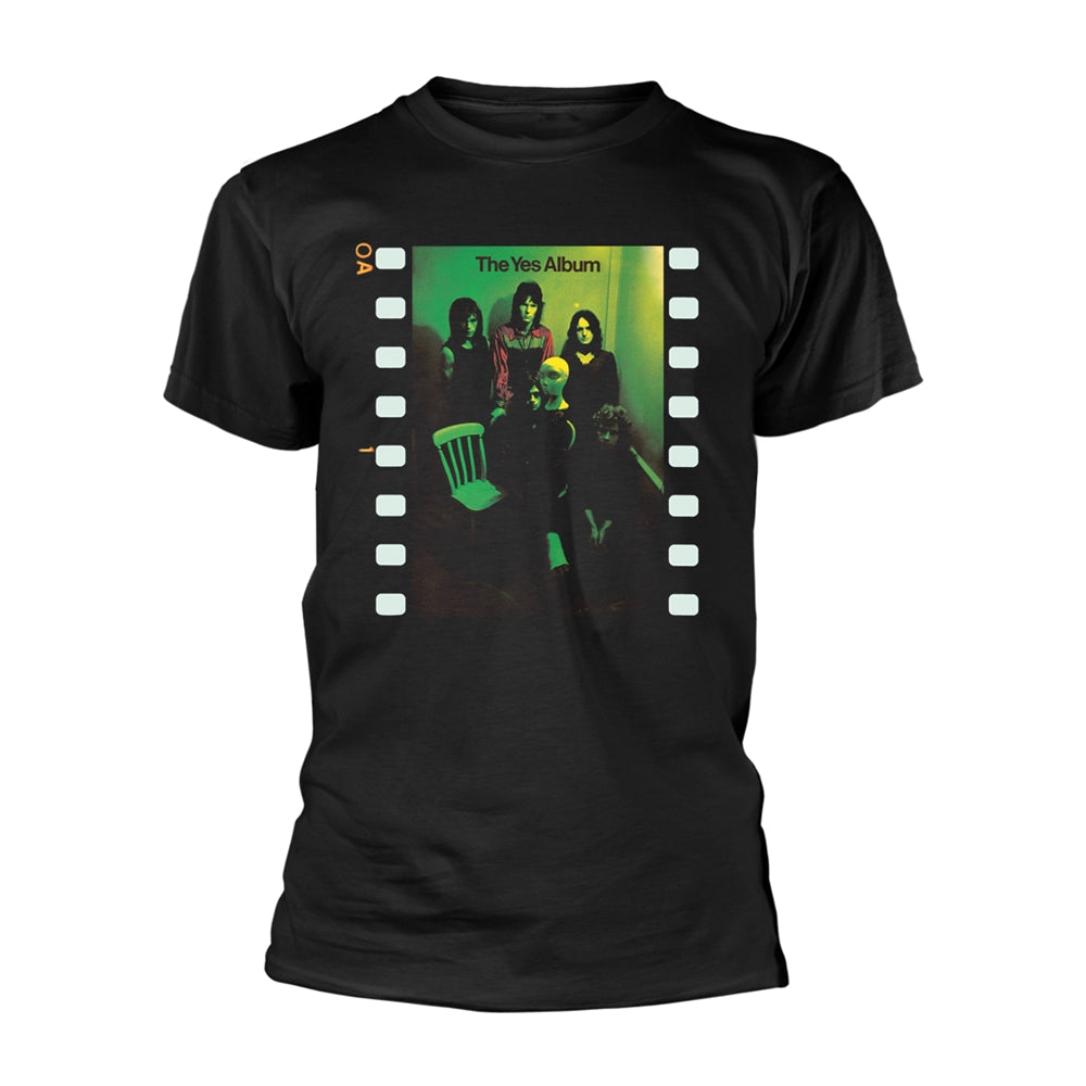 Black t-shirt displaying the cover art for Yes’s “The Yes Album.”