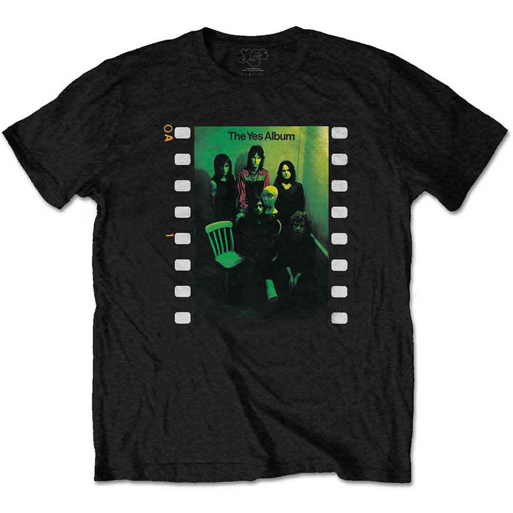 A black unisex t-shirt featuring the cover art from The Yes Album.