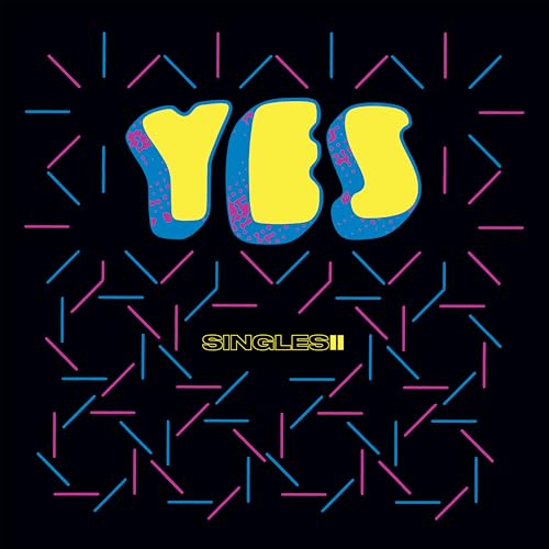 Album cover for Yes - Yessingles 2, with yellow text and geometric patterns.