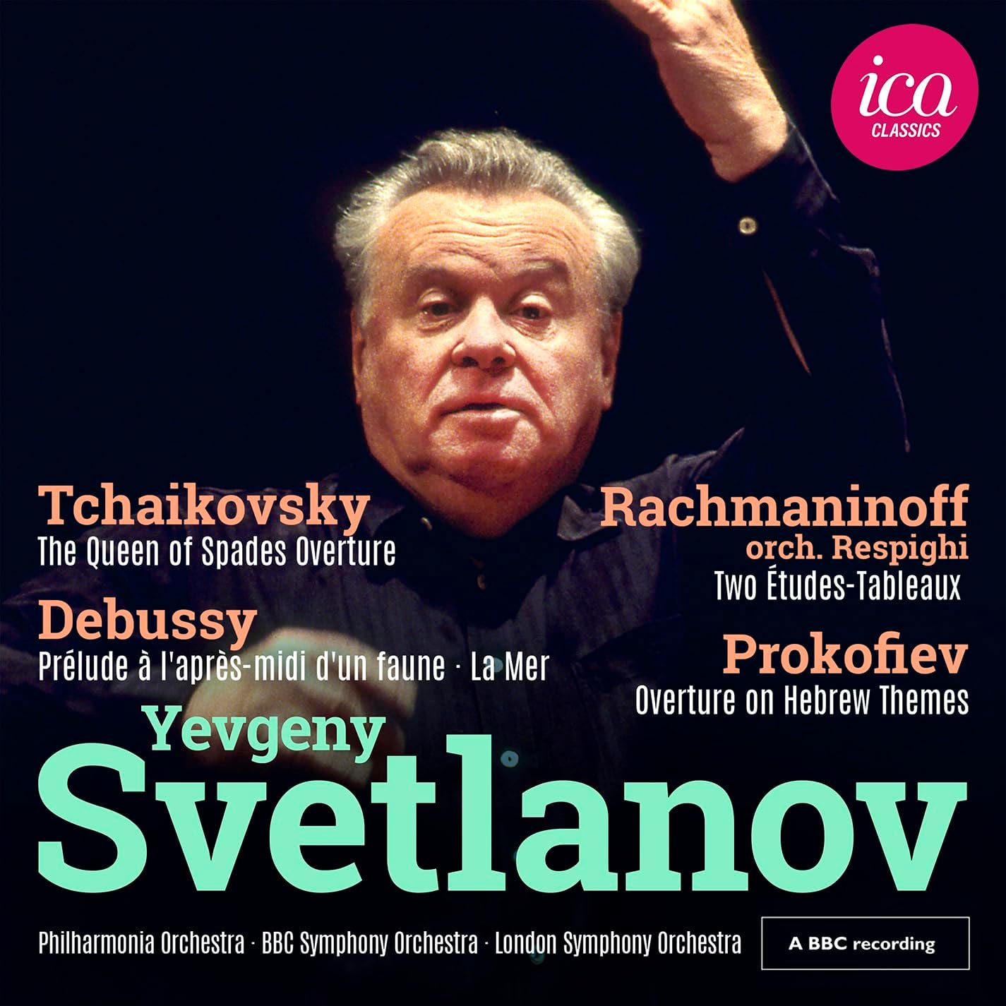 CD cover featuring conductor Yevgeny Svetlanov and composer names.