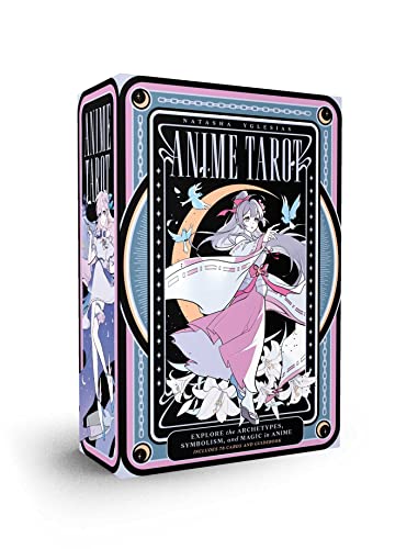 Boxed anime tarot deck featuring a woman with flowing hair and birds.