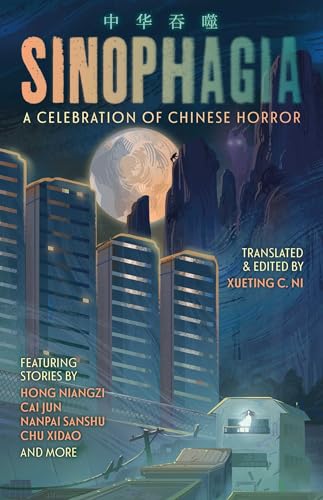 Book cover featuring a dark, stylized cityscape under a large moon at night.