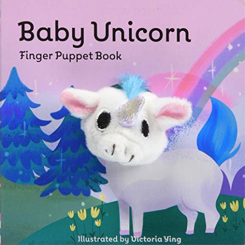Cover of “Baby Unicorn” finger puppet book featuring a fluffy unicorn.