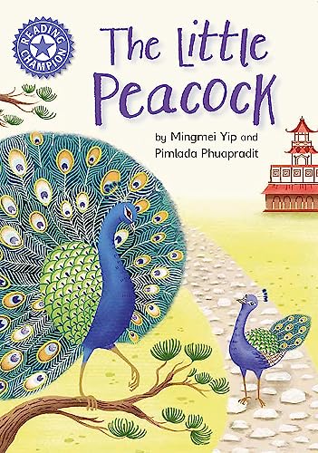 Book cover featuring two peacocks on a branch, with a pagoda backdrop.