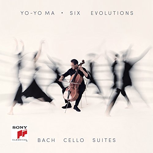 Yo-Yo Ma playing the cello surrounded by motion-blurred figures on a white background.