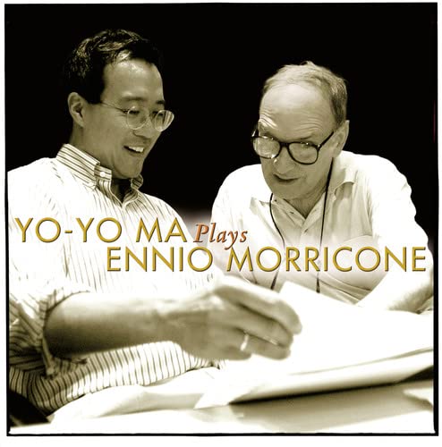 Yo-Yo Ma and Ennio Morricone pictured on CD cover, sepia tone.