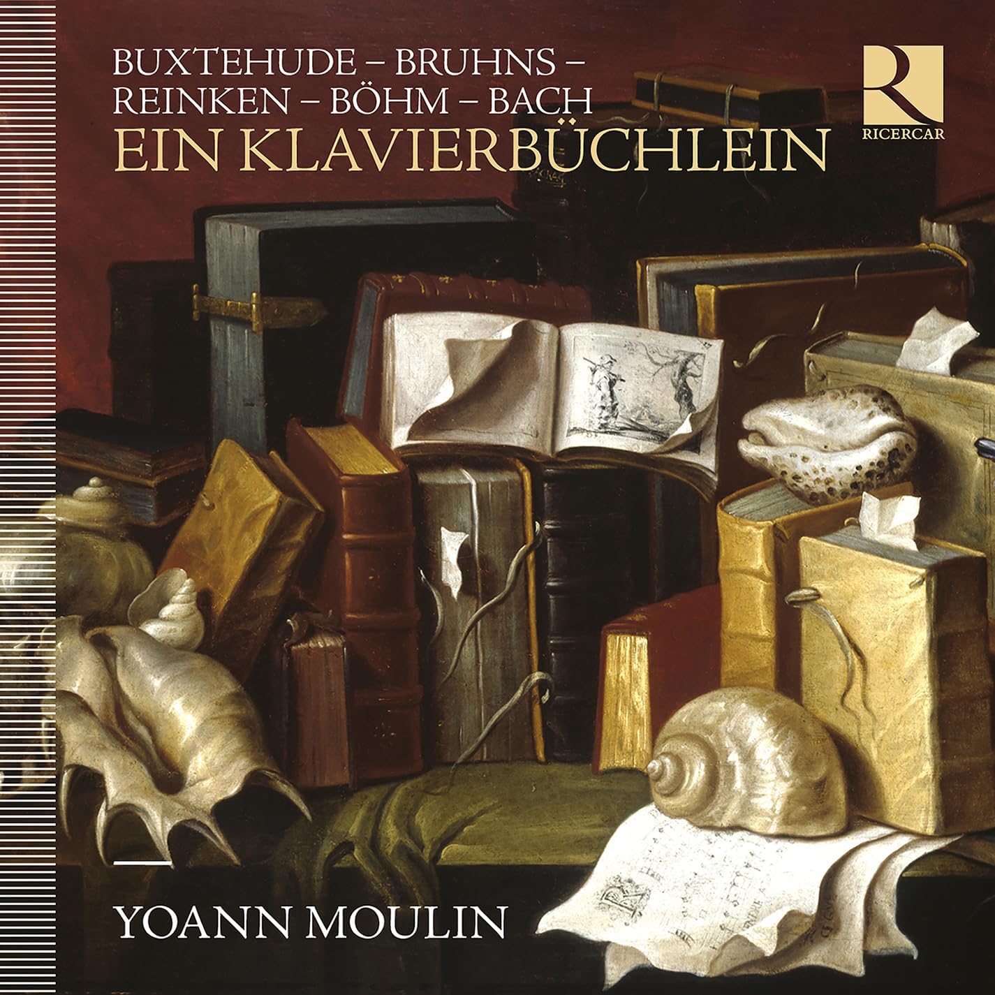 CD cover: still life painting of books, sheet music, and a snail.