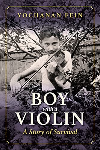 Young boy playing violin, book cover for "Boy with a Violin.