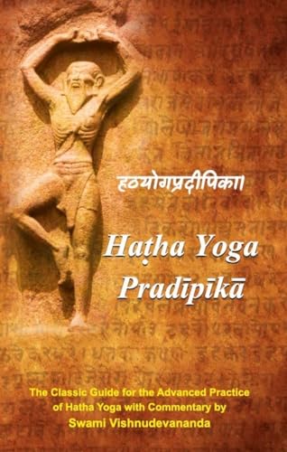 Book cover featuring a stone carving of a yogi against a textured Sanskrit background.
