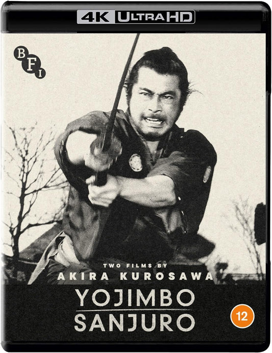 Black and white 4K UHD cover art featuring a samurai holding a sword.