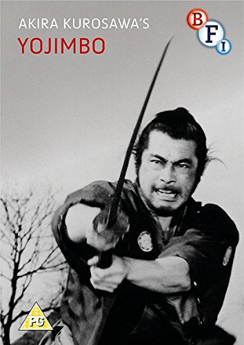Black and white portrait of a samurai holding a katana sword.