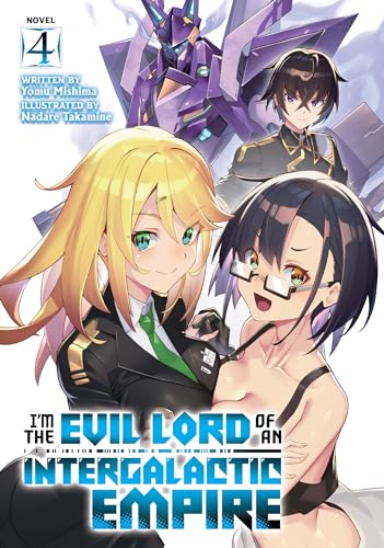 Light novel cover with three anime-style characters and a large robot.