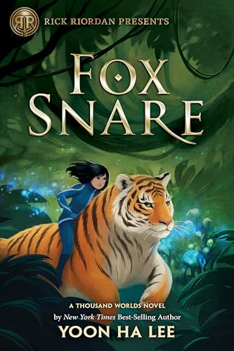 Book cover: girl riding a tiger in a lush, green forest.