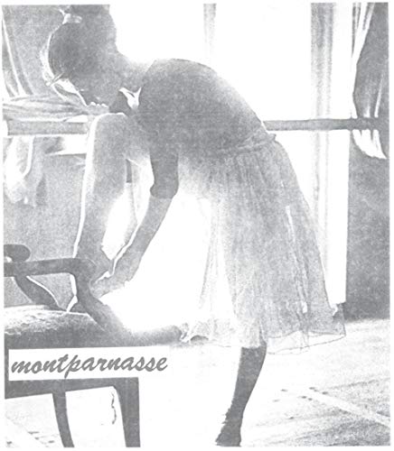 Black and white photo of a dancer bending over a ballet barre.