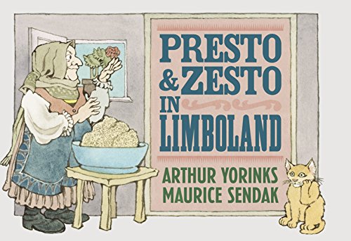 Book cover: woman with bowl, cat, and title "Presto and Zesto in Limboland".