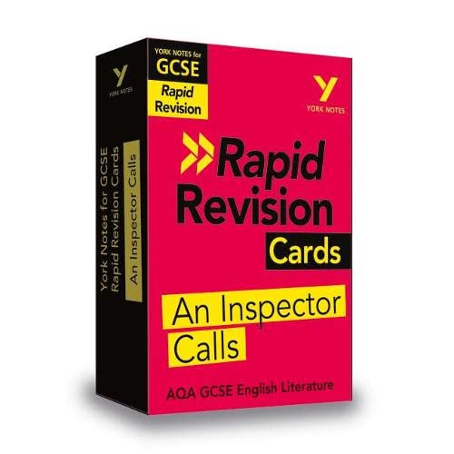 Red and black revision cards for “An Inspector Calls” GCSE study aid.