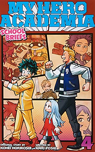 My Hero Academia School Briefs volume 4 cover featuring various anime characters in panels.