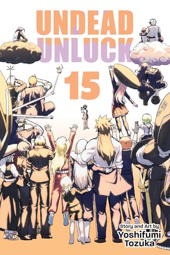 Manga volume 15 cover with multiple characters reaching towards the sky.