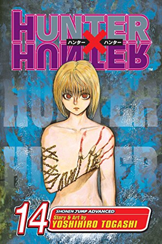 Manga cover featuring Kurapika with chains on his arm against a blue textured background.