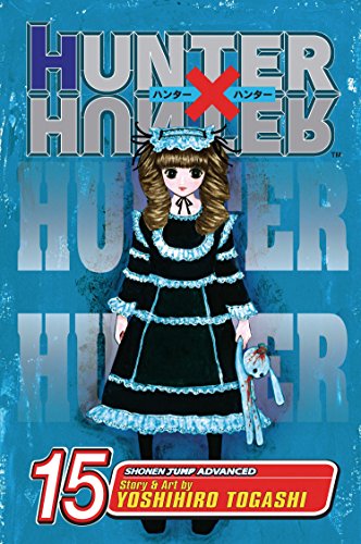 Manga cover featuring a girl in a black dress holding a doll on blue.