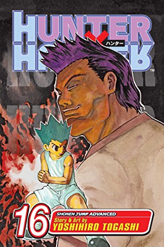 Hunter X Hunter manga volume 16 cover featuring Gon and Razor against dark background.