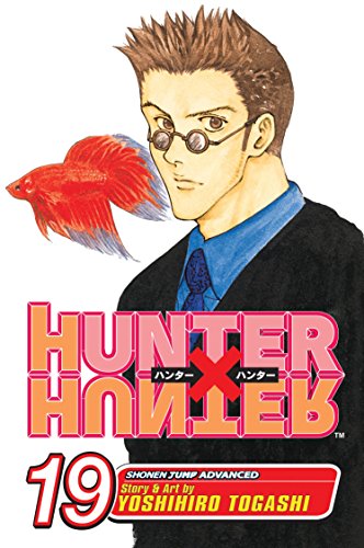 Hunter x Hunter volume 19 manga cover featuring Leorio with a red betta fish.