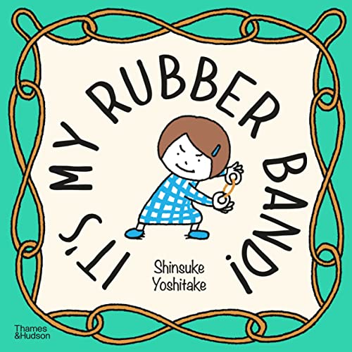Book cover with a boy holding a rubber band, illustrated in simple style.