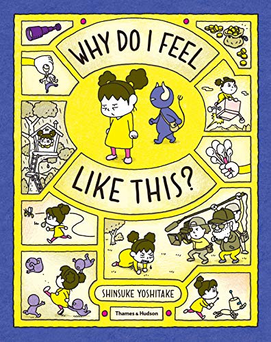 Book cover with illustrated child, blue creature, and yellow background.