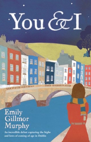 Book cover: illustrated bridge and colorful buildings with a person’s back.