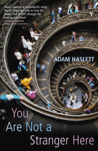 Book cover: spiral staircase filled with people, title “You Are Not A Stranger Here”.