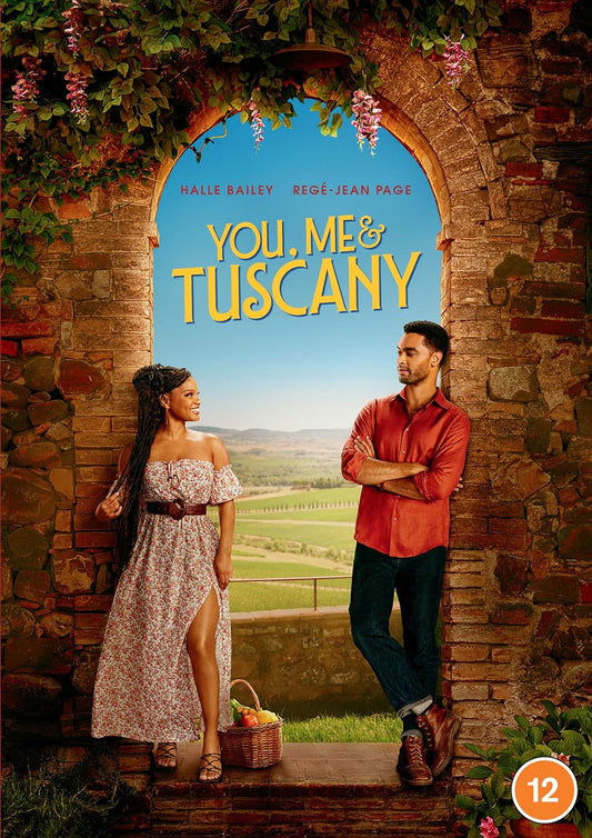 DVD cover for "You, Me & Tuscany" featuring two actors in Tuscany.