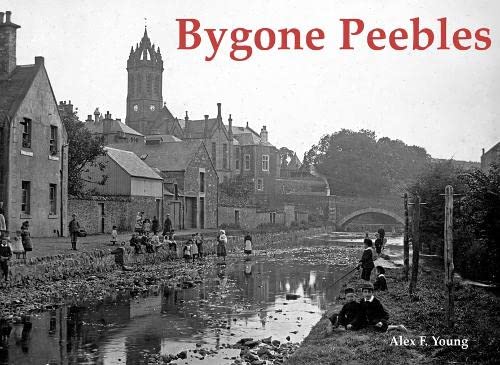 Vintage photograph of Peebles, Scotland street scene with river and buildings.