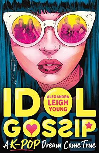 Book cover: face with oversized sunglasses reflecting K-pop performers.