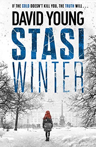 Book cover: “Stasi Winter” with snowy landscape and lone figure.