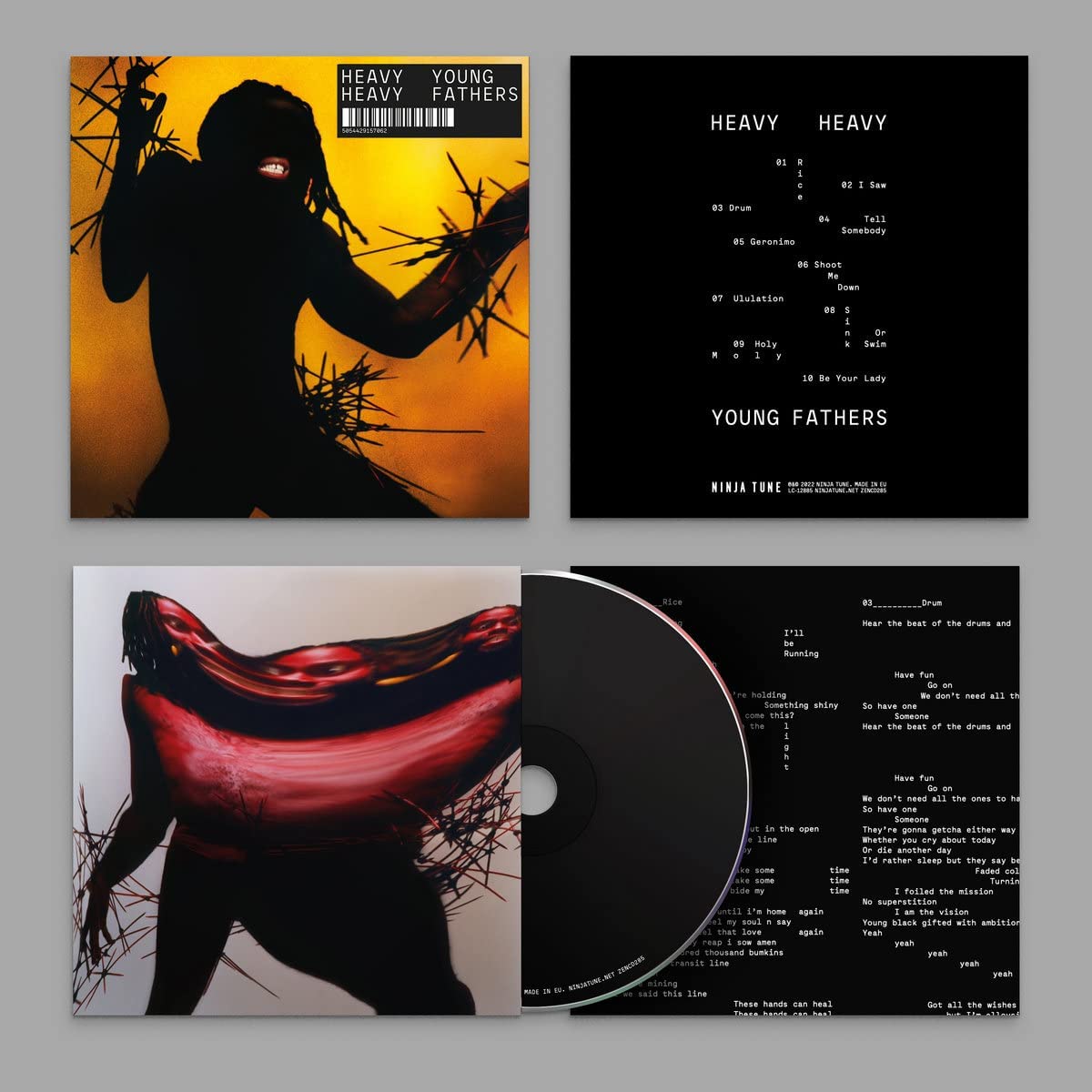 Album cover art for "Heavy Heavy" by Young Fathers, showing two different cover designs.