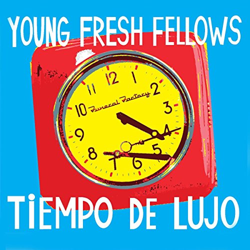 Album cover featuring a red alarm clock on a blue background.