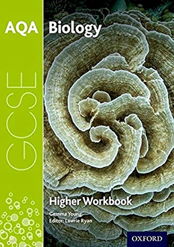 AQA Biology GCSE Higher Workbook cover with a coral image.