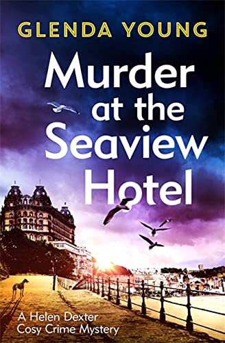 Book cover: "Murder at the Seaview Hotel" with a coastal hotel image.