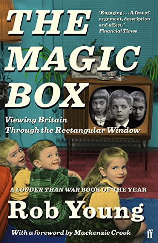 Book cover: "The Magic Box" with a vintage television and children.