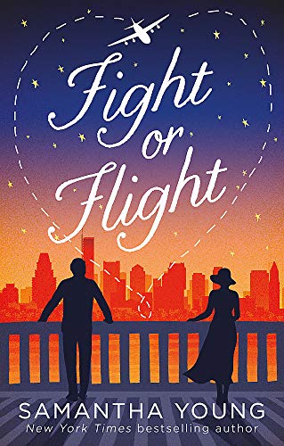 Book cover showing silhouettes of a man and woman against a city skyline sunset.